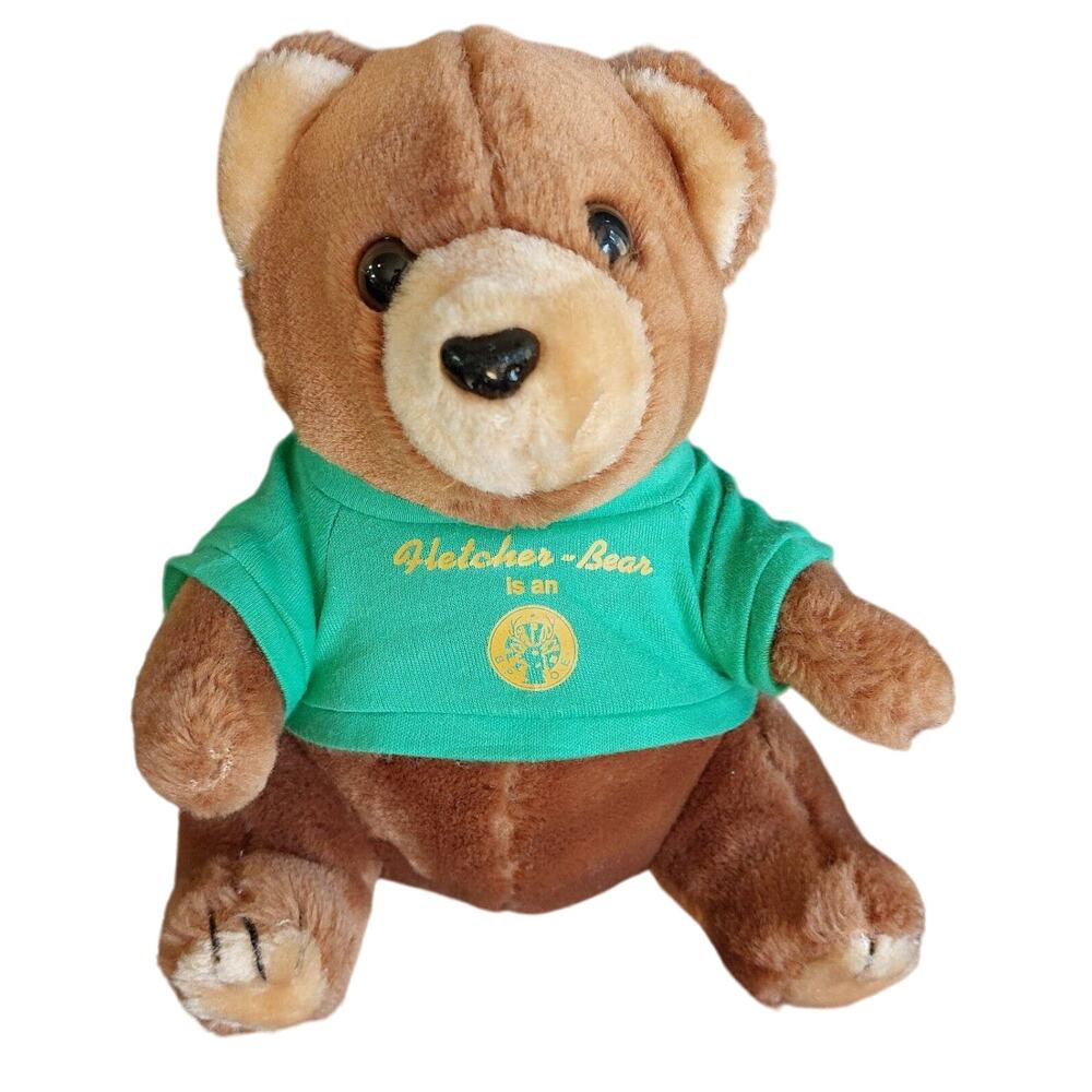 Crown Hetcher Brown Plush Teddy Bear 9" Stuffed Animal Toy w/ Green T-Shirt